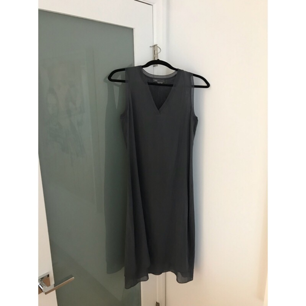 ❌SOLD❌ Vince Dusty Blue Gray Silk Midi Dress xs